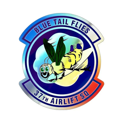 37th Airlift Squadron (U.S. Air Force) Holographic STICKER Die-Cut Vinyl Decal 4 Inch Holographic - The Sticker Space