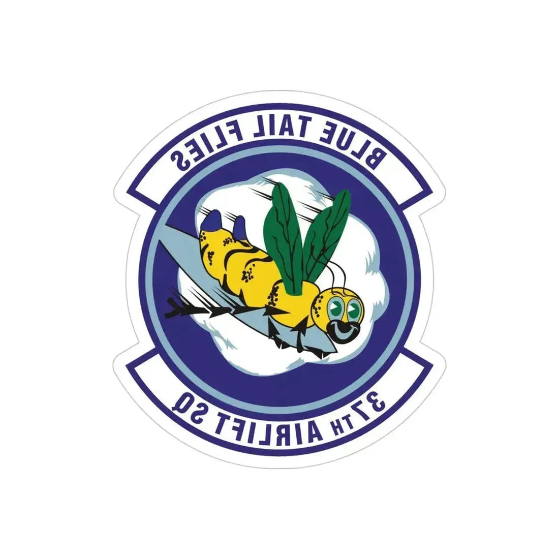 37th Airlift Squadron (U.S. Air Force) REVERSE PRINT Transparent Die-Cut STICKER 4 Inch Die-Cut Transparent - The Sticker Space