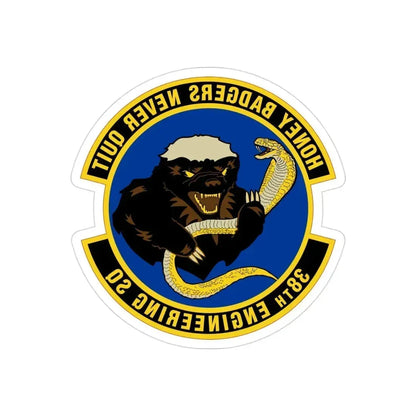 38 Engineering Squadron ACC (U.S. Air Force) REVERSE PRINT Transparent Die-Cut STICKER 3 Inch Die-Cut Transparent - The Sticker Space