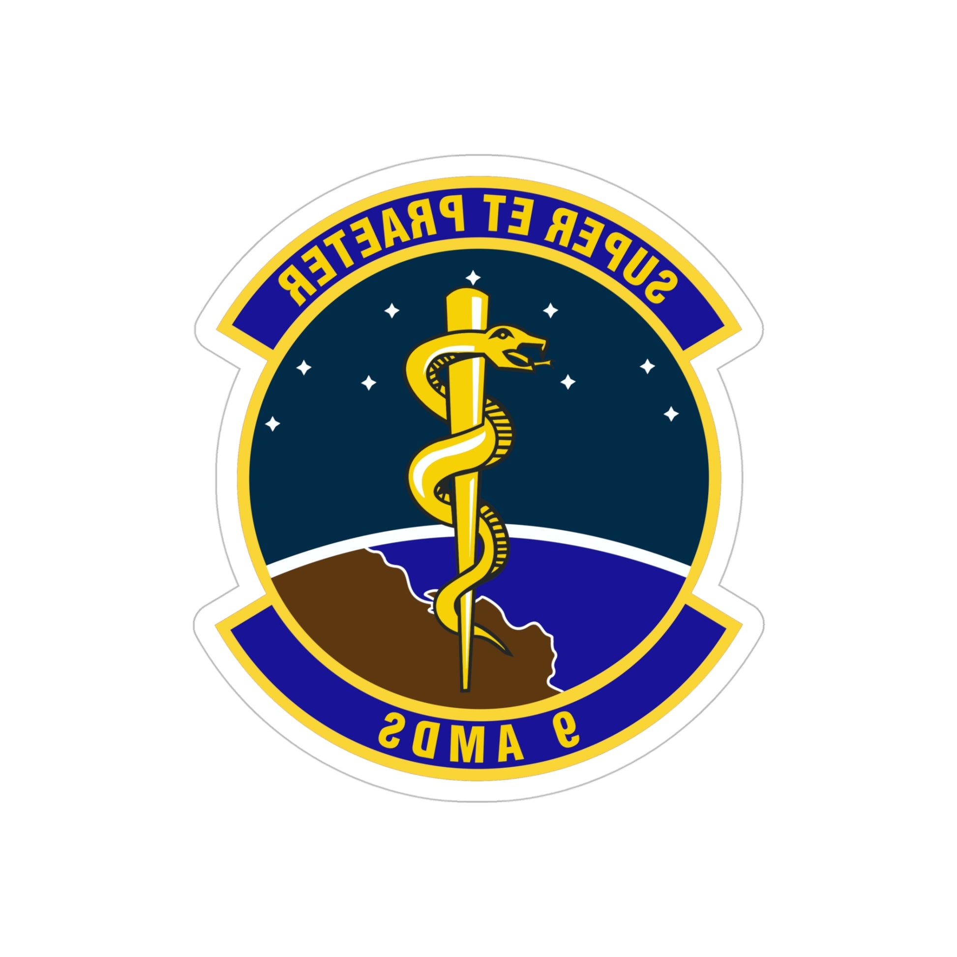 9th Aerospace Medicine Squadron (U.S. Air Force) REVERSE PRINT Transparent STICKER-5" × 5"-The Sticker Space