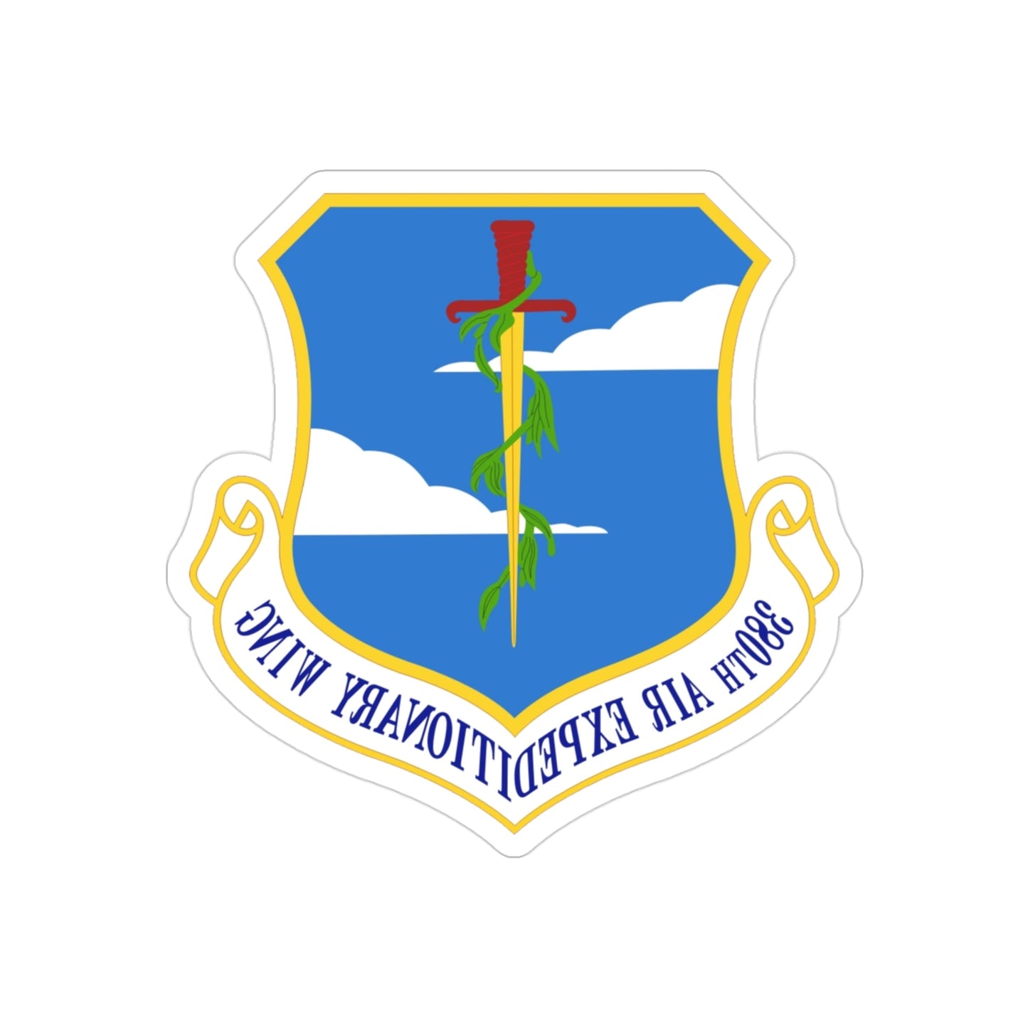 380th Air Expeditionary Wing (U.S. Air Force) REVERSE PRINT Transparent STICKER-3" × 3"-The Sticker Space