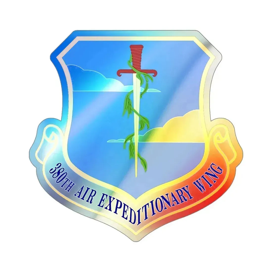 380th Air Expeditionary Wing (U.S. Air Force) Holographic STICKER Die-Cut Vinyl Decal 5 Inch Holographic - The Sticker Space