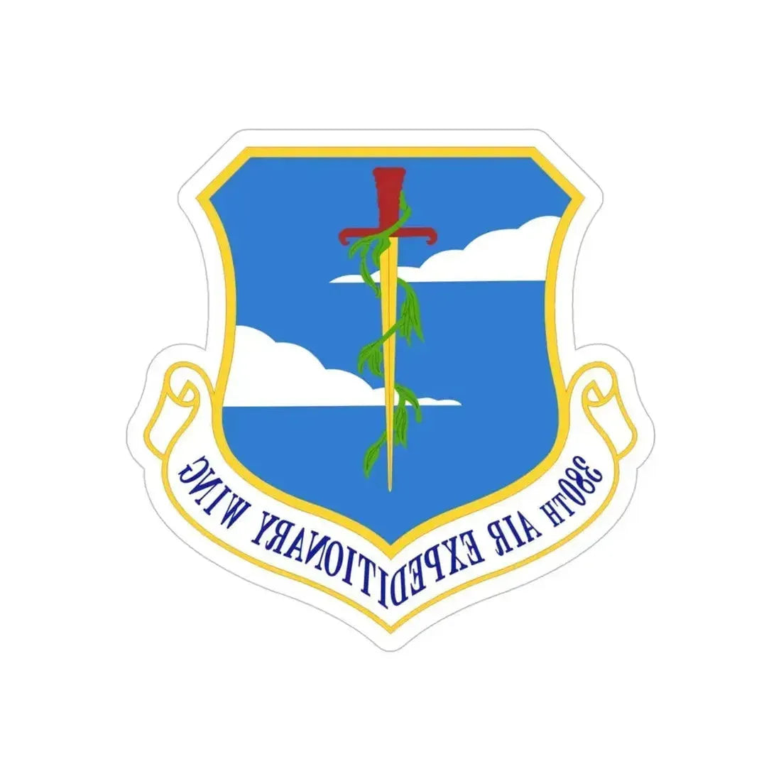 380th Air Expeditionary Wing (U.S. Air Force) REVERSE PRINT Transparent Die-Cut STICKER 5 Inch Die-Cut Transparent - The Sticker Space
