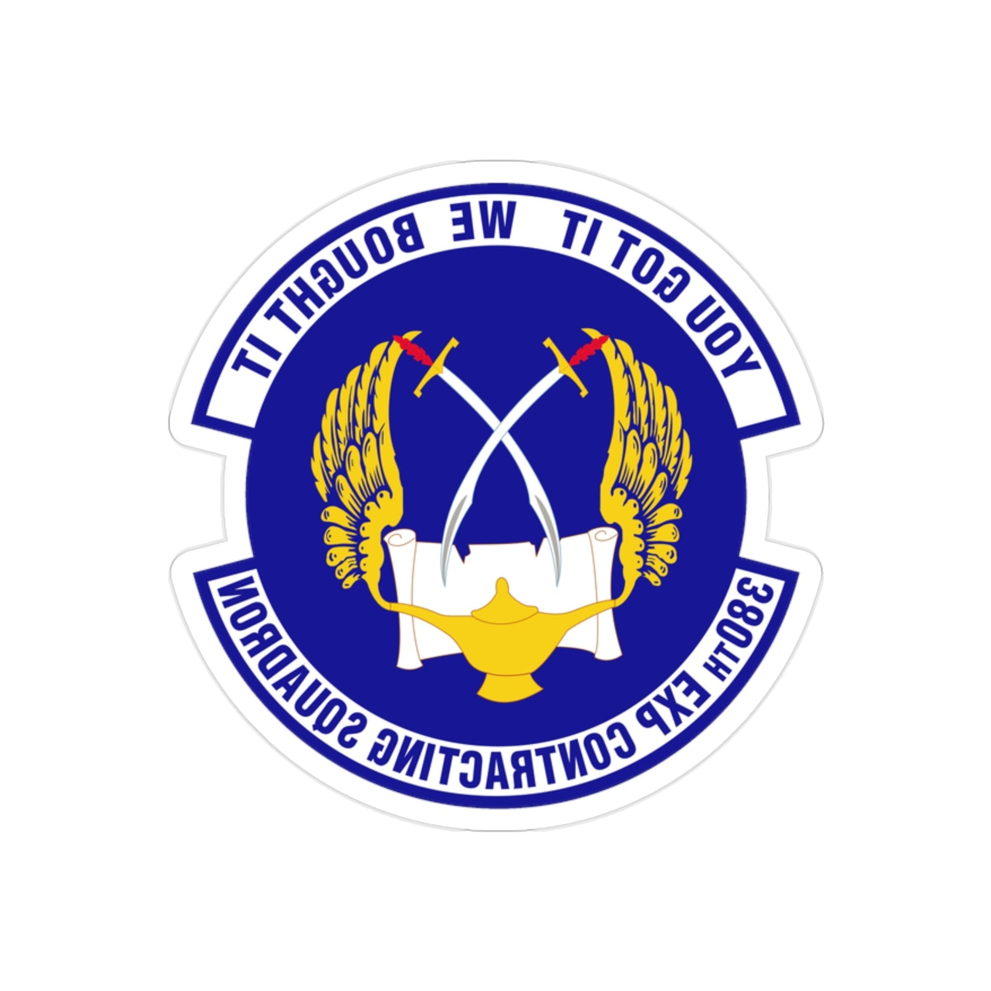 380th Expeditionary Contracting Squadron (U.S. Air Force) REVERSE PRINT Transparent STICKER-2" × 2"-The Sticker Space