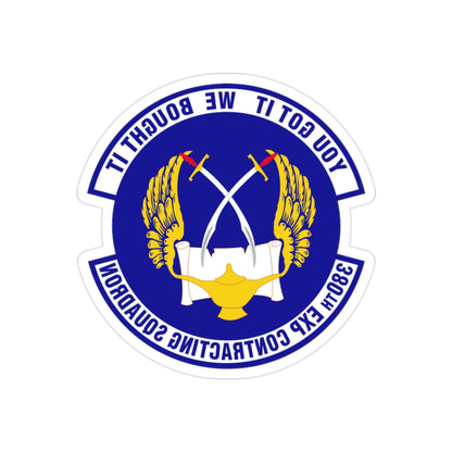 380th Expeditionary Contracting Squadron (U.S. Air Force) REVERSE PRINT Transparent STICKER-2" × 2"-The Sticker Space