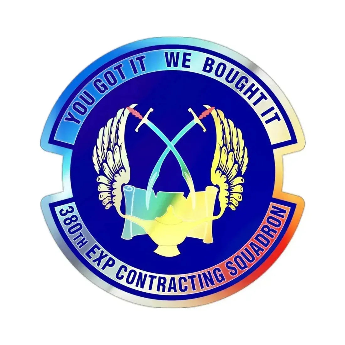 380th Expeditionary Contracting Squadron (U.S. Air Force) Holographic STICKER Die-Cut Vinyl Decal 2 Inch Holographic - The Sticker Space