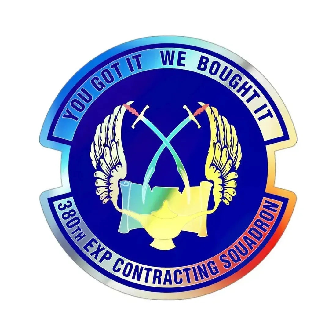 380th Expeditionary Contracting Squadron (U.S. Air Force) Holographic STICKER Die-Cut Vinyl Decal 3 Inch Holographic - The Sticker Space
