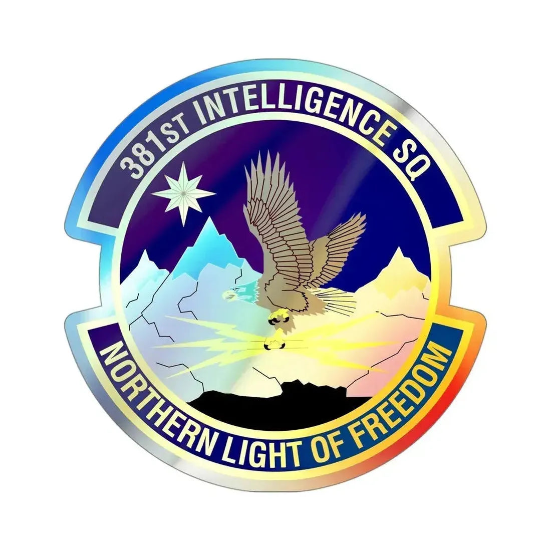 381st Intelligence Squadron (U.S. Air Force) Holographic STICKER Die-Cut Vinyl Decal 4 Inch Holographic - The Sticker Space