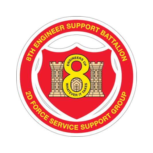 8th Engineer Support Battalion 2nd Force Service Support Group (USMC) STICKER Vinyl Kiss-Cut Decal-2" × 2"-White-The Sticker Space