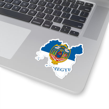Flag-map of Tolna County (Hungary) STICKER Vinyl Kiss-Cut Decal
