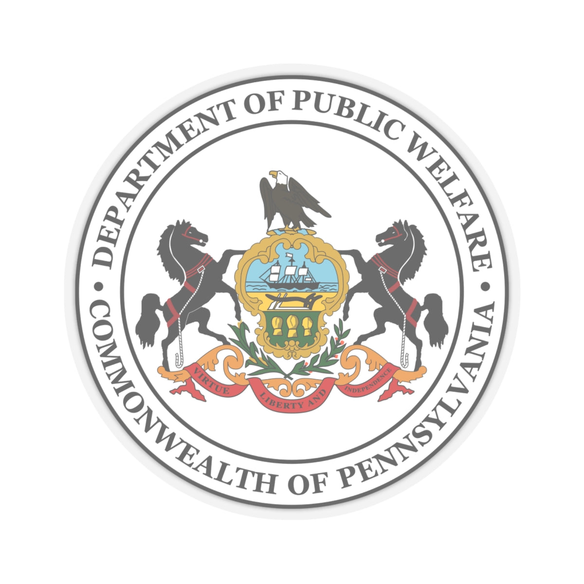 Seal of the Pennsylvania Department of Public Welfare - STICKER Vinyl Kiss-Cut Decal