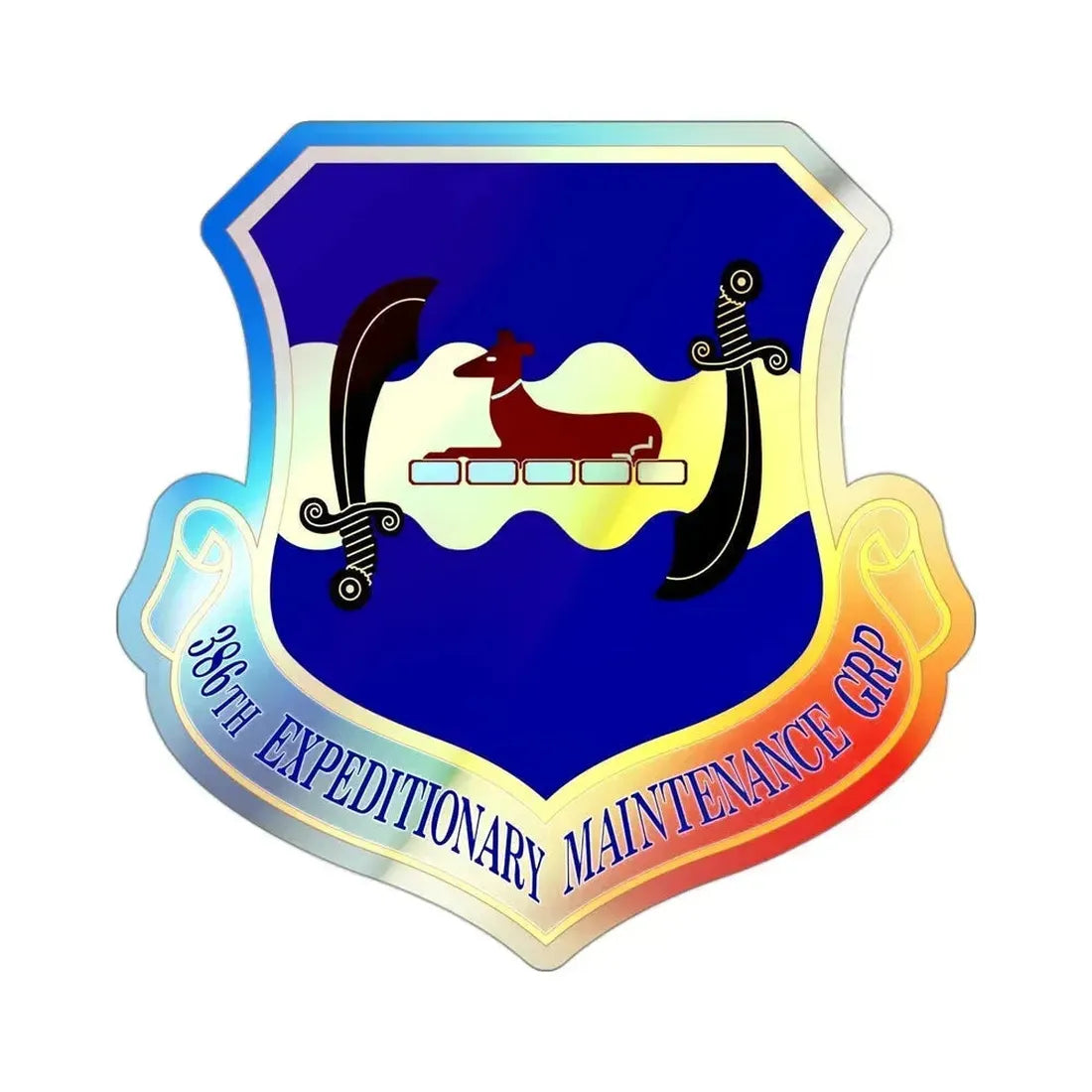 386th Expeditionary Maintenance Group (U.S. Air Force) Holographic STICKER Die-Cut Vinyl Decal 3 Inch Holographic - The Sticker Space