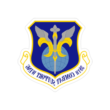 38th Combat Support Wing (U.S. Air Force) REVERSE PRINT Transparent STICKER-2" × 2"-The Sticker Space