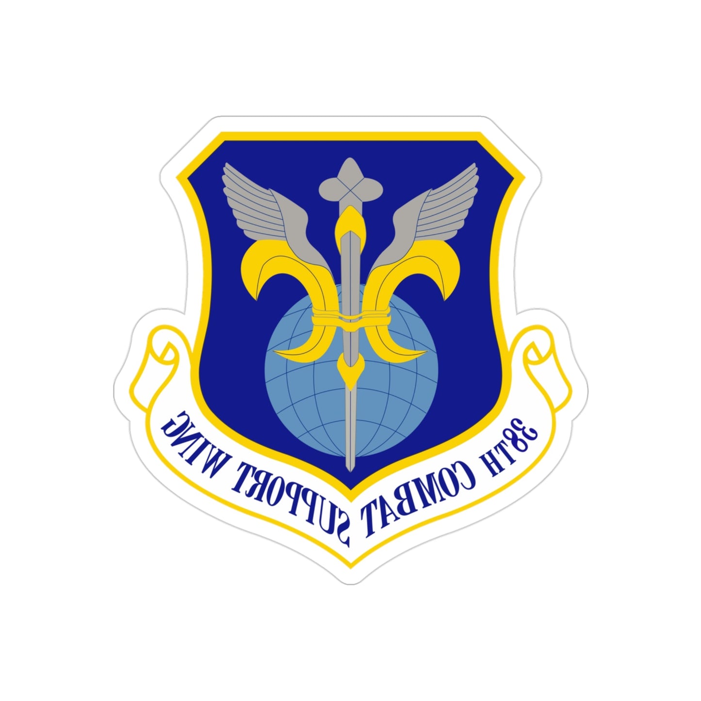 38th Combat Support Wing (U.S. Air Force) REVERSE PRINT Transparent STICKER-3" × 3"-The Sticker Space