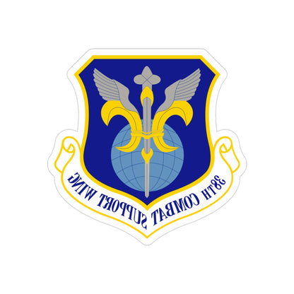 38th Combat Support Wing (U.S. Air Force) REVERSE PRINT Transparent STICKER-3" × 3"-The Sticker Space