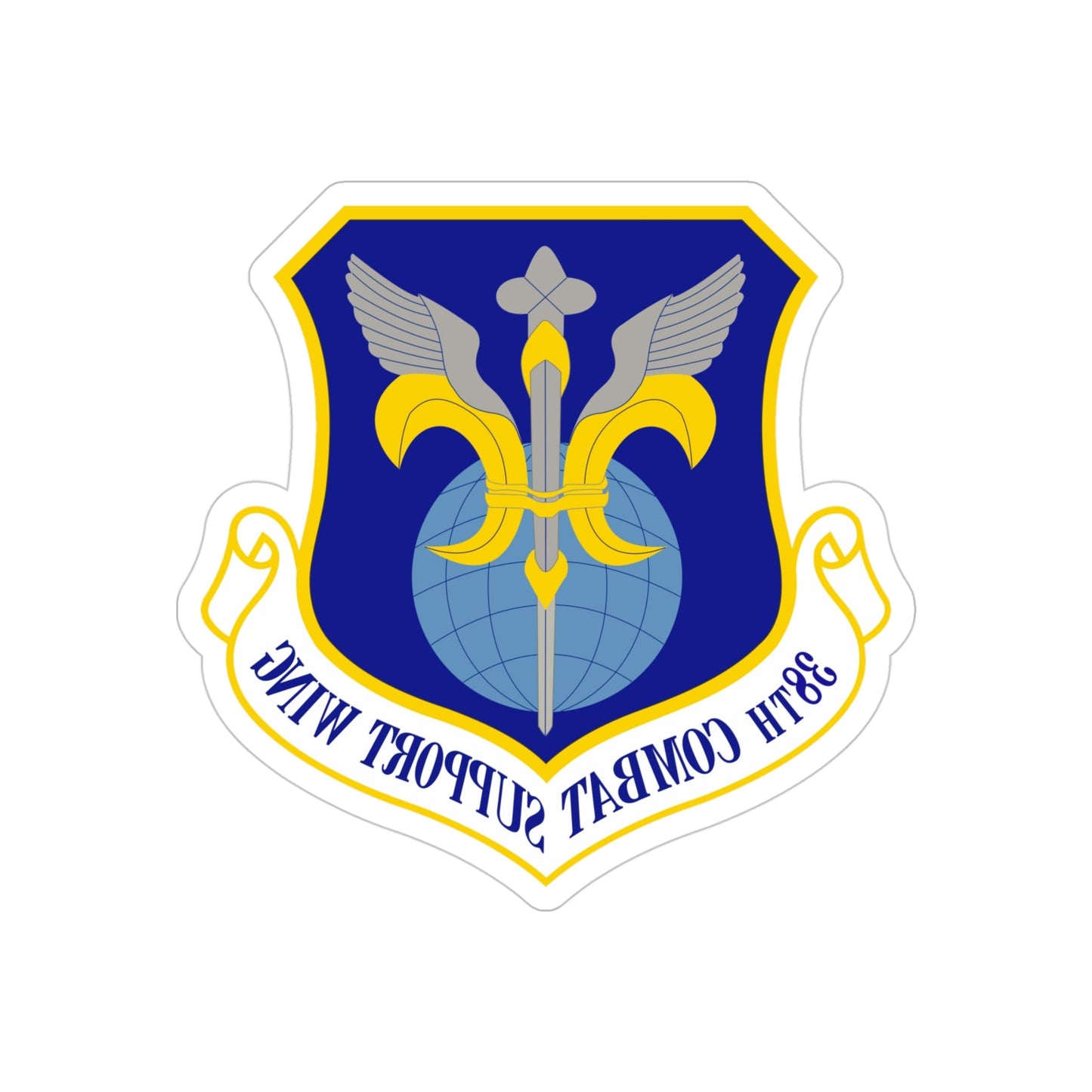 38th Combat Support Wing (U.S. Air Force) REVERSE PRINT Transparent STICKER-4" × 4"-The Sticker Space