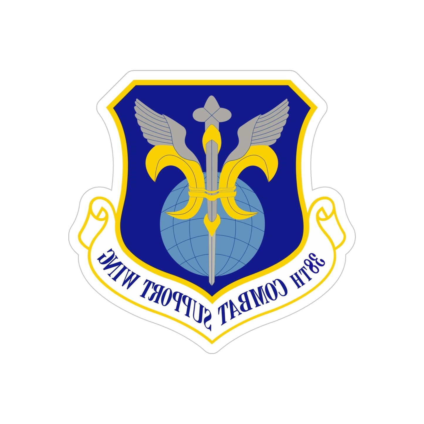 38th Combat Support Wing (U.S. Air Force) REVERSE PRINT Transparent STICKER-5" × 5"-The Sticker Space