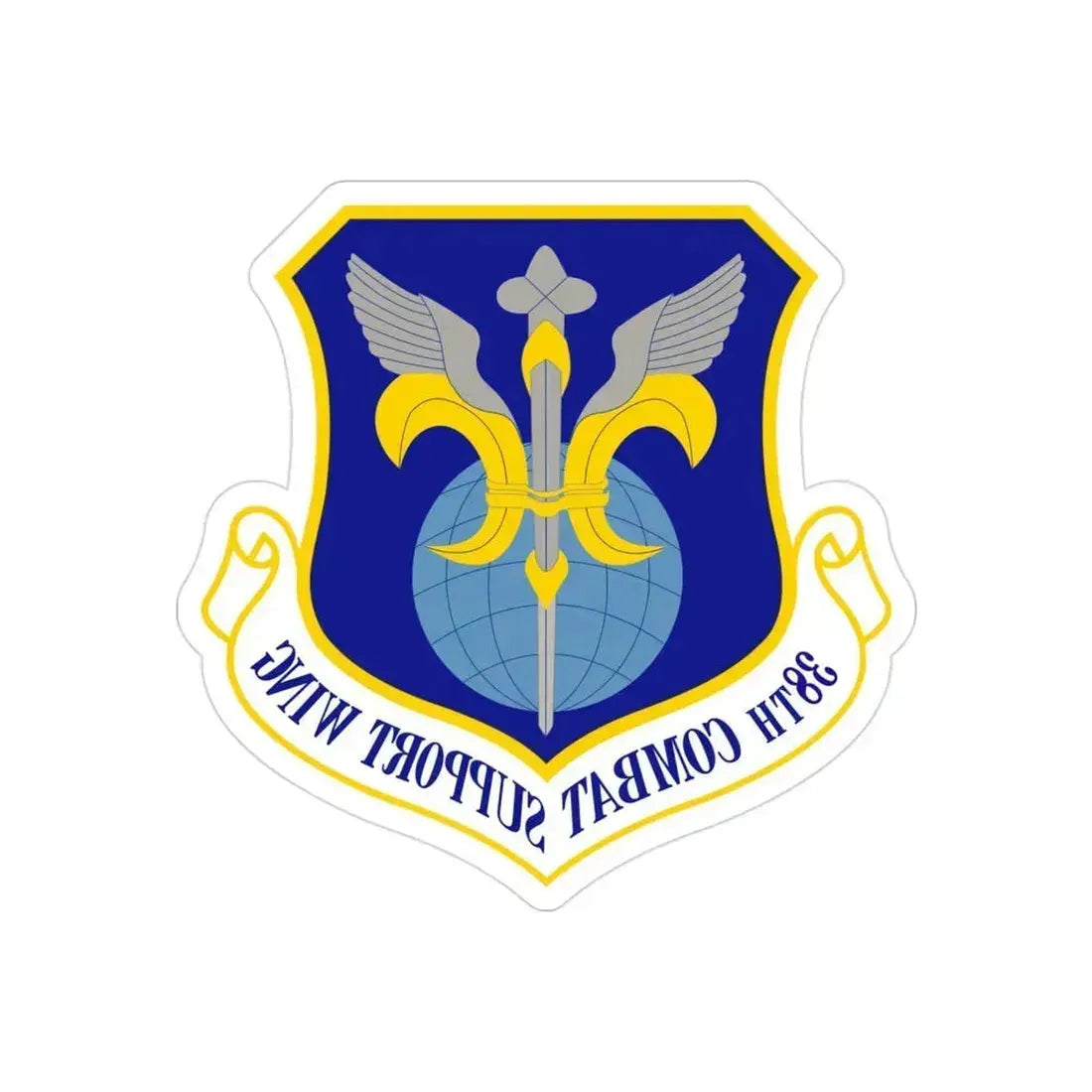 38th Combat Support Wing (U.S. Air Force) REVERSE PRINT Transparent Die-Cut STICKER 3 Inch Die-Cut Transparent - The Sticker Space