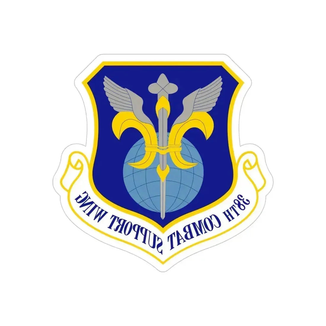 38th Combat Support Wing (U.S. Air Force) REVERSE PRINT Transparent Die-Cut STICKER 4 Inch Die-Cut Transparent - The Sticker Space