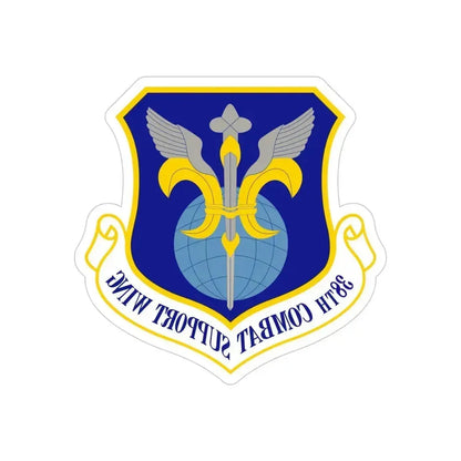 38th Combat Support Wing (U.S. Air Force) REVERSE PRINT Transparent Die-Cut STICKER 4 Inch Die-Cut Transparent - The Sticker Space