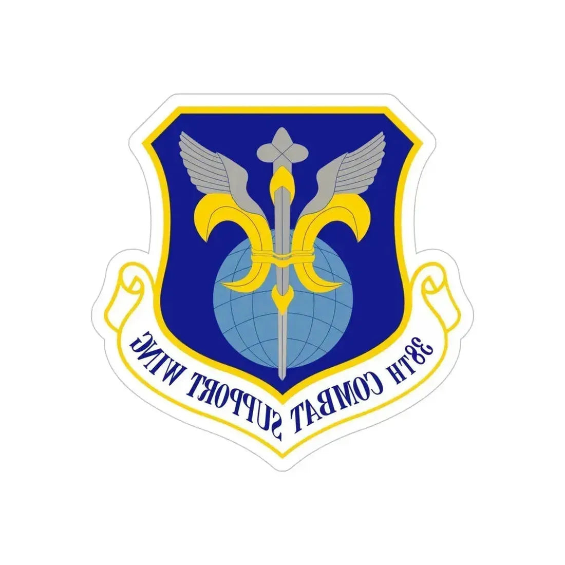38th Combat Support Wing (U.S. Air Force) REVERSE PRINT Transparent Die-Cut STICKER 5 Inch Die-Cut Transparent - The Sticker Space