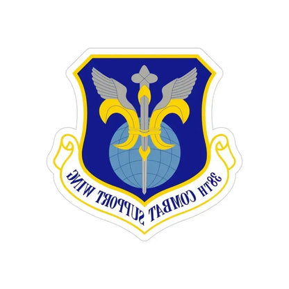 38th Combat Support Wing (U.S. Air Force) REVERSE PRINT Transparent Die-Cut STICKER 5 Inch Die-Cut Transparent - The Sticker Space
