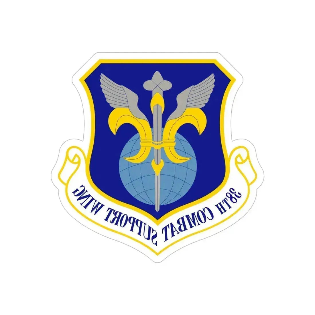 38th Combat Support Wing (U.S. Air Force) REVERSE PRINT Transparent Die-Cut STICKER 6 Inch Die-Cut Transparent - The Sticker Space