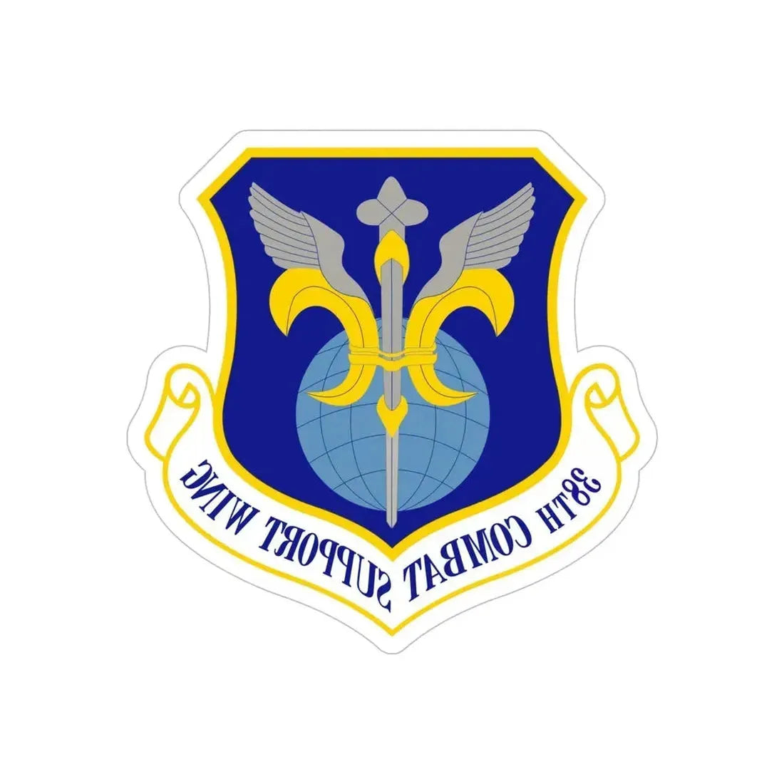 38th Combat Support Wing (U.S. Air Force) REVERSE PRINT Transparent Die-Cut STICKER - The Sticker Space