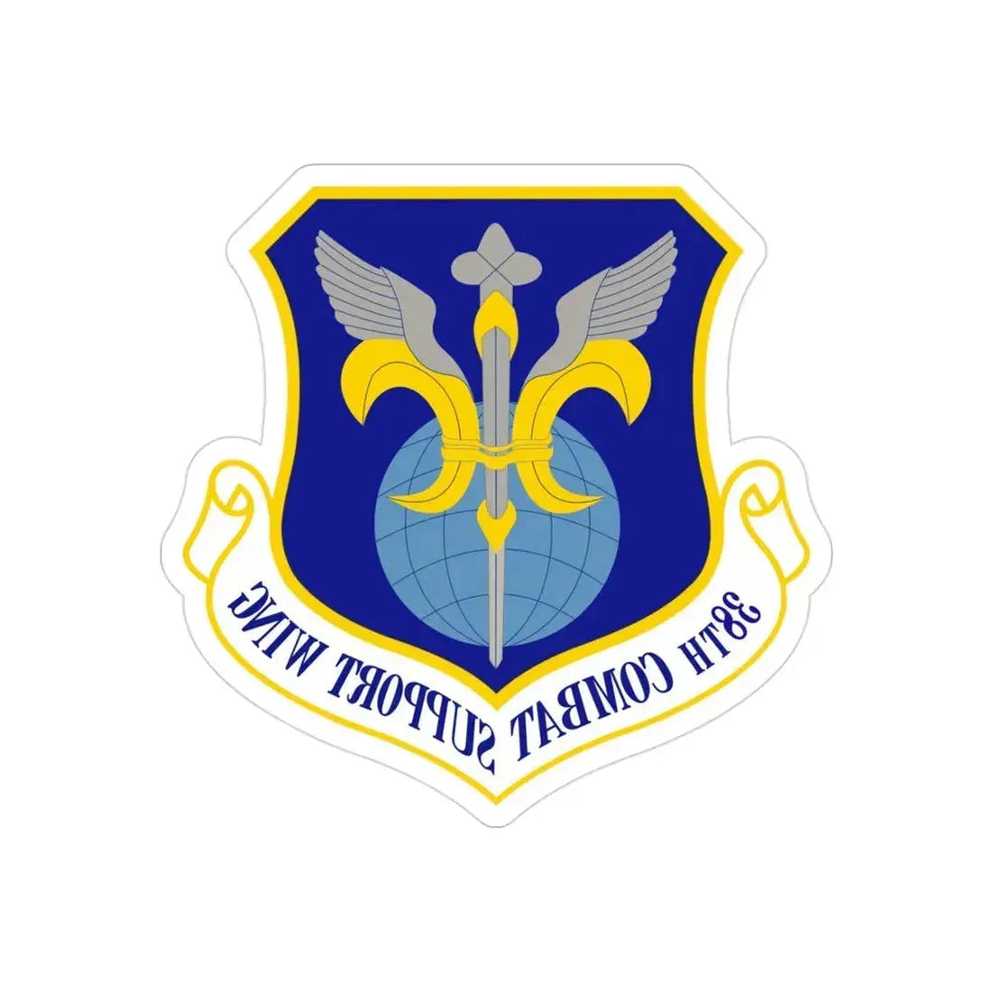 38th Combat Support Wing (U.S. Air Force) REVERSE PRINT Transparent Die-Cut STICKER - The Sticker Space