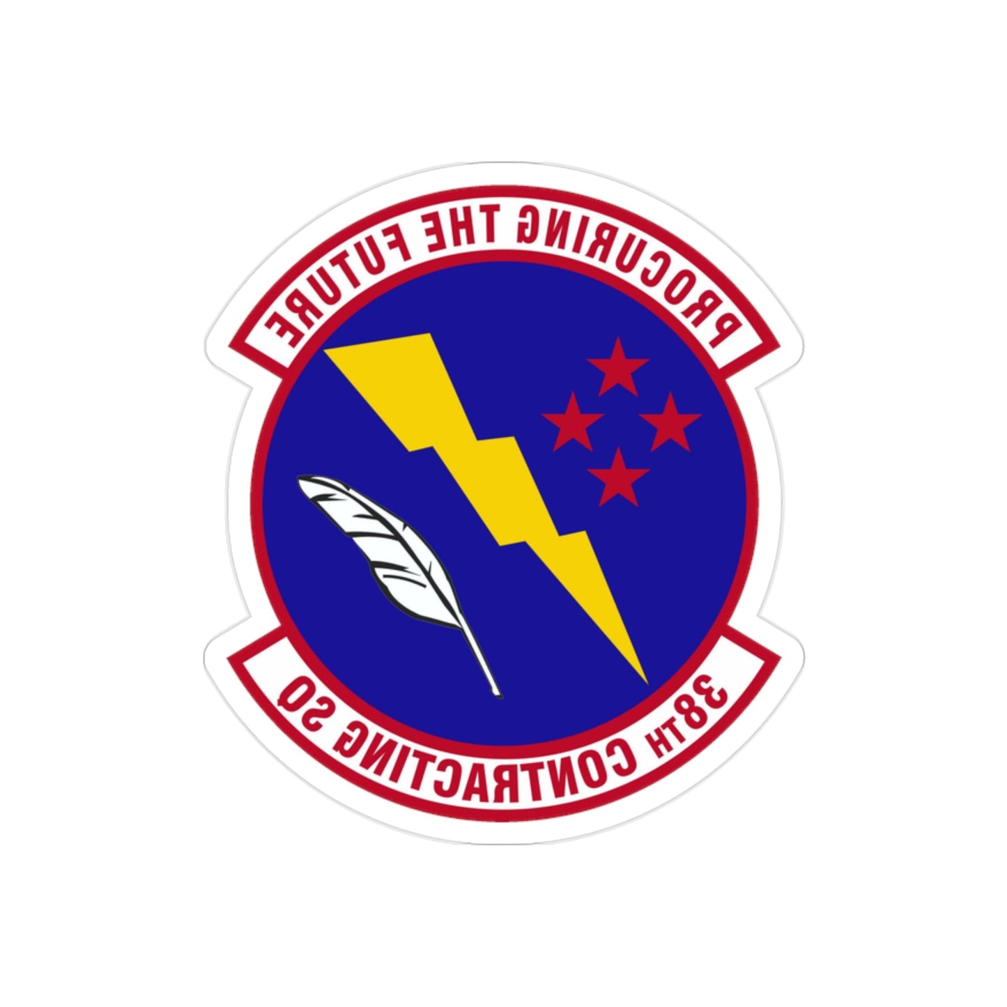 38th Contracting Squadron (U.S. Air Force) REVERSE PRINT Transparent STICKER-2" × 2"-The Sticker Space