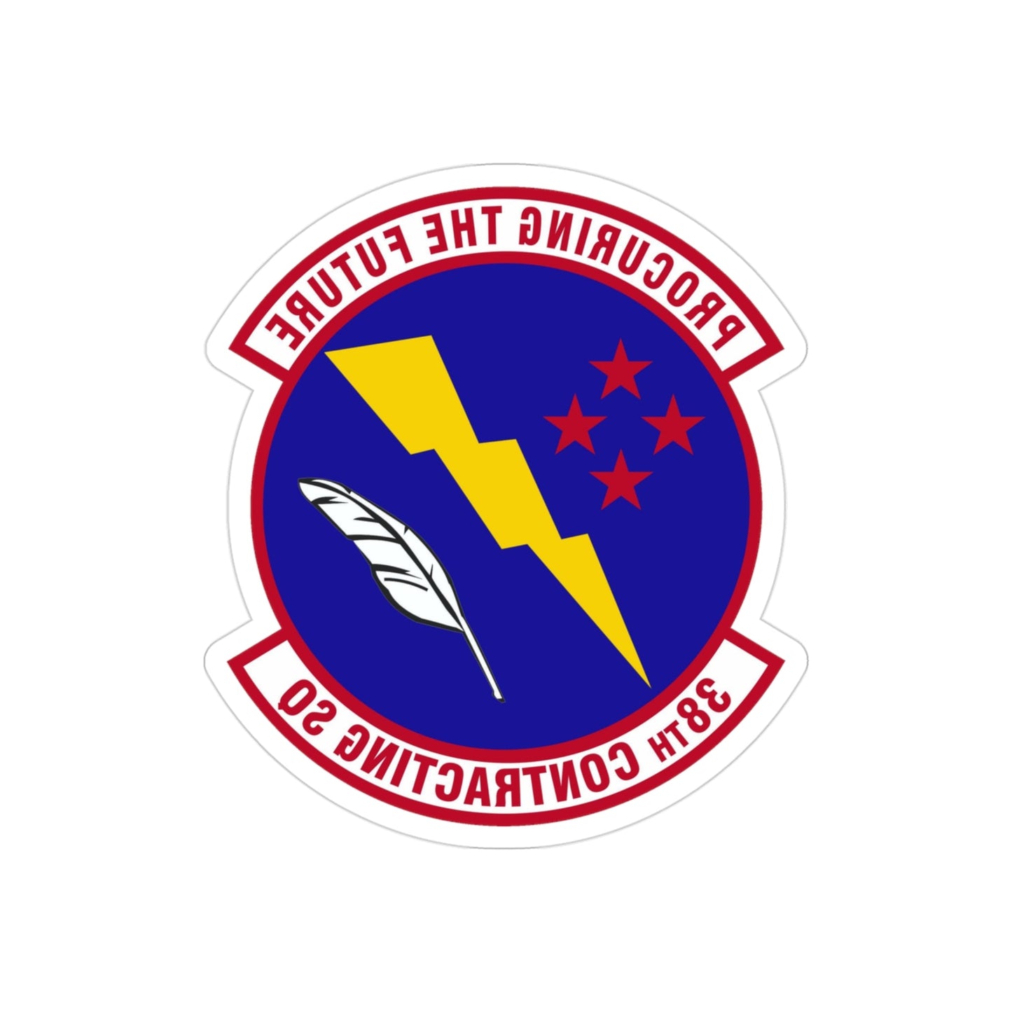 38th Contracting Squadron (U.S. Air Force) REVERSE PRINT Transparent STICKER-3" × 3"-The Sticker Space