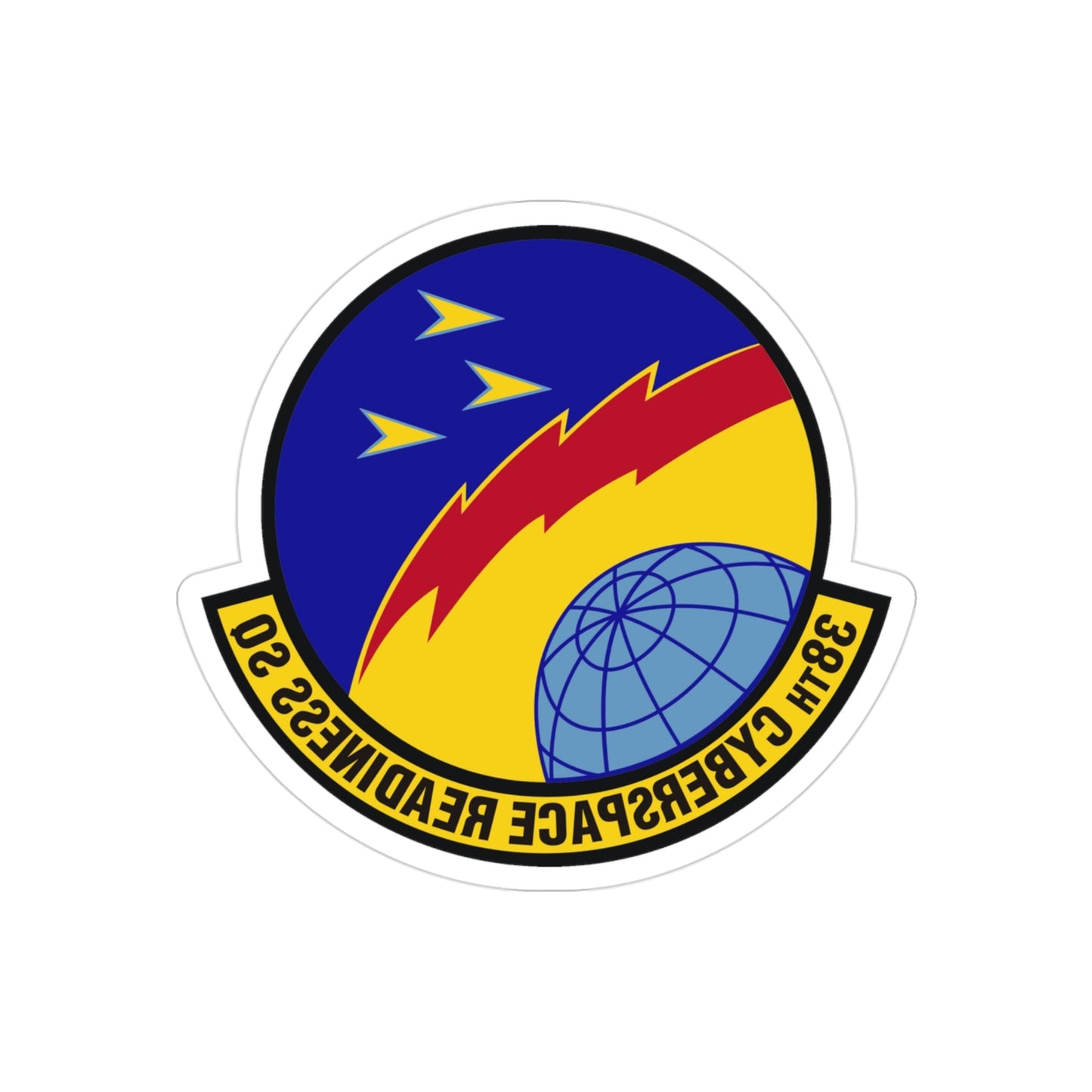 38th Cyberspace Readiness Squadron (U.S. Air Force) REVERSE PRINT Transparent STICKER-3" × 3"-The Sticker Space