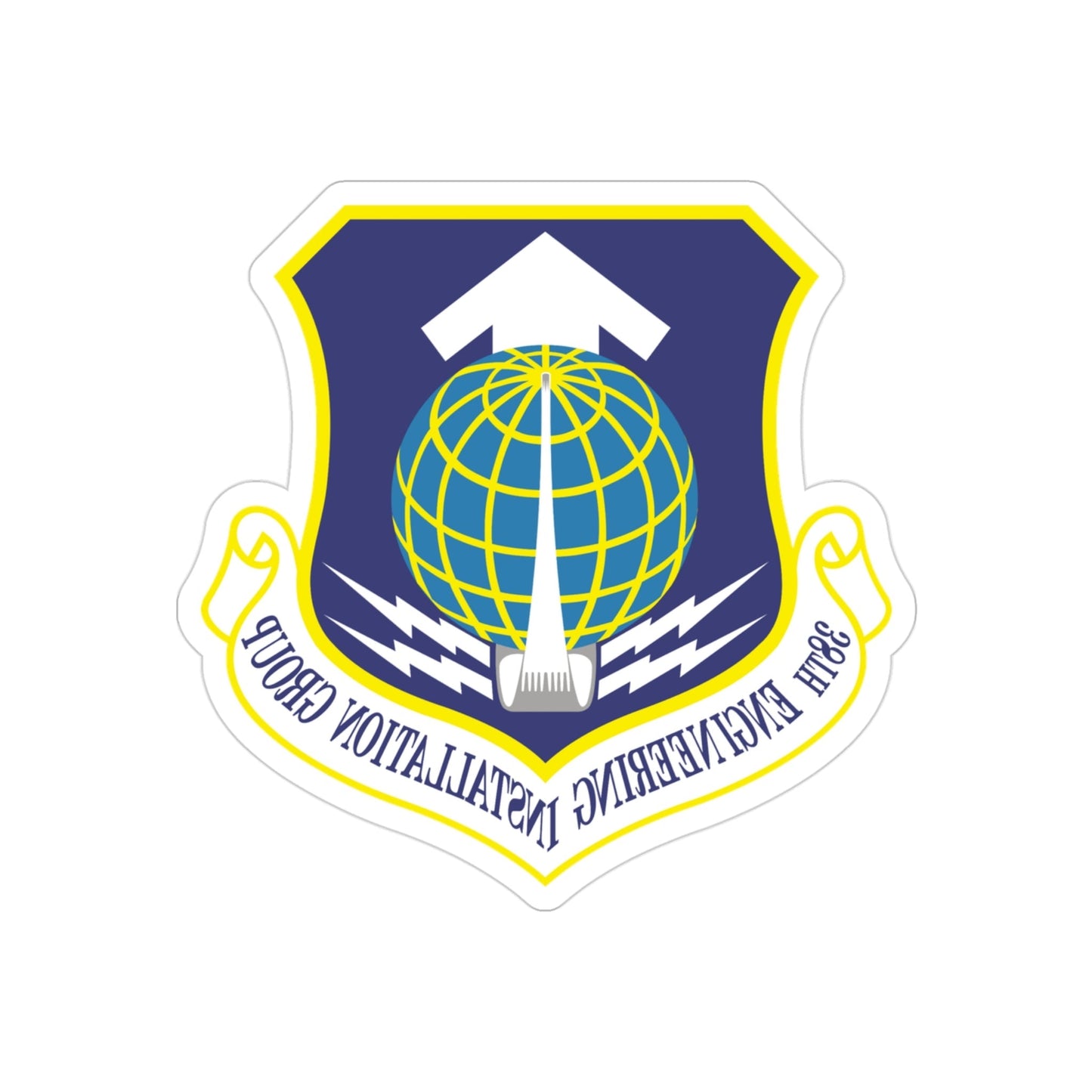 38th Engineering Installation Group (U.S. Air Force) REVERSE PRINT Transparent STICKER-3" × 3"-The Sticker Space