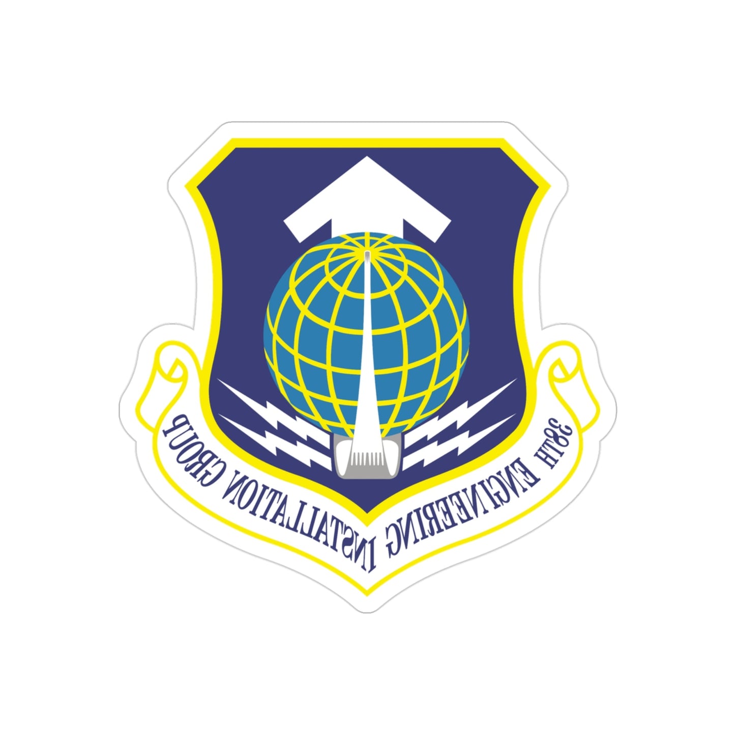 38th Engineering Installation Group (U.S. Air Force) REVERSE PRINT Transparent STICKER-3" × 3"-The Sticker Space