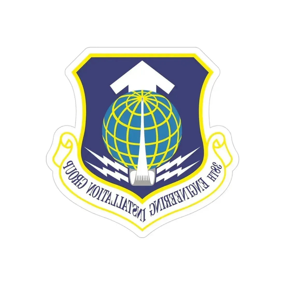 38th Engineering Installation Group (U.S. Air Force) REVERSE PRINT Transparent Die-Cut STICKER 4 Inch Die-Cut Transparent - The Sticker Space