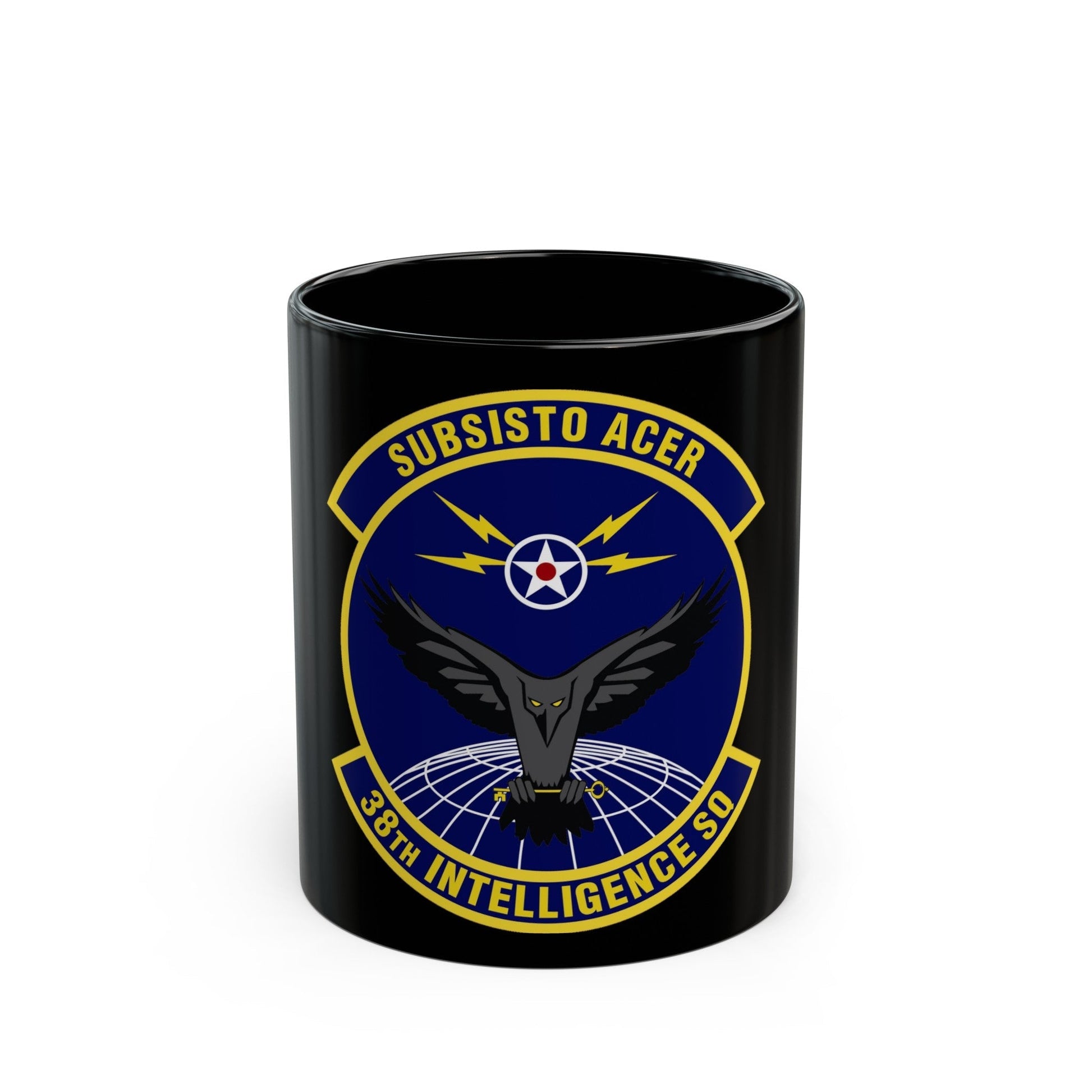 38th Intelligence Squadron (U.S. Air Force) Black Coffee Mug-11oz-The Sticker Space