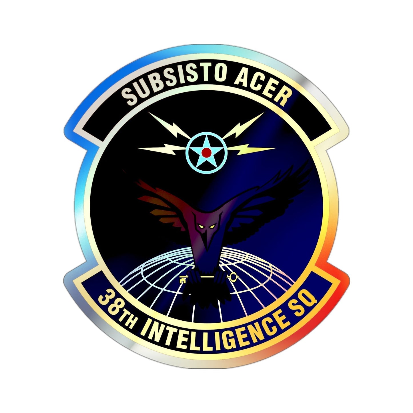 38th Intelligence Squadron (U.S. Air Force) Holographic STICKER Die-Cut Vinyl Decal-3 Inch-The Sticker Space