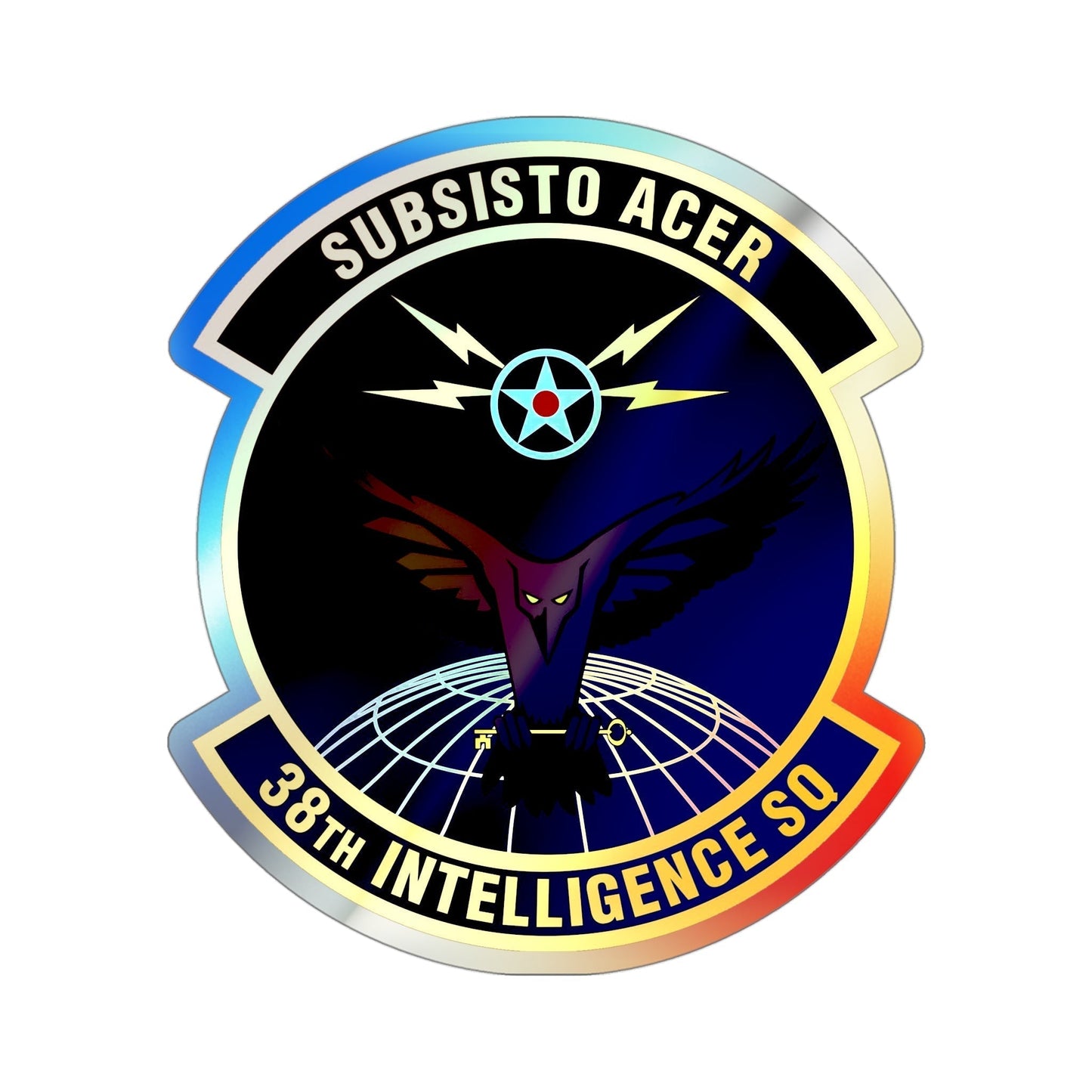 38th Intelligence Squadron (U.S. Air Force) Holographic STICKER Die-Cut Vinyl Decal-4 Inch-The Sticker Space