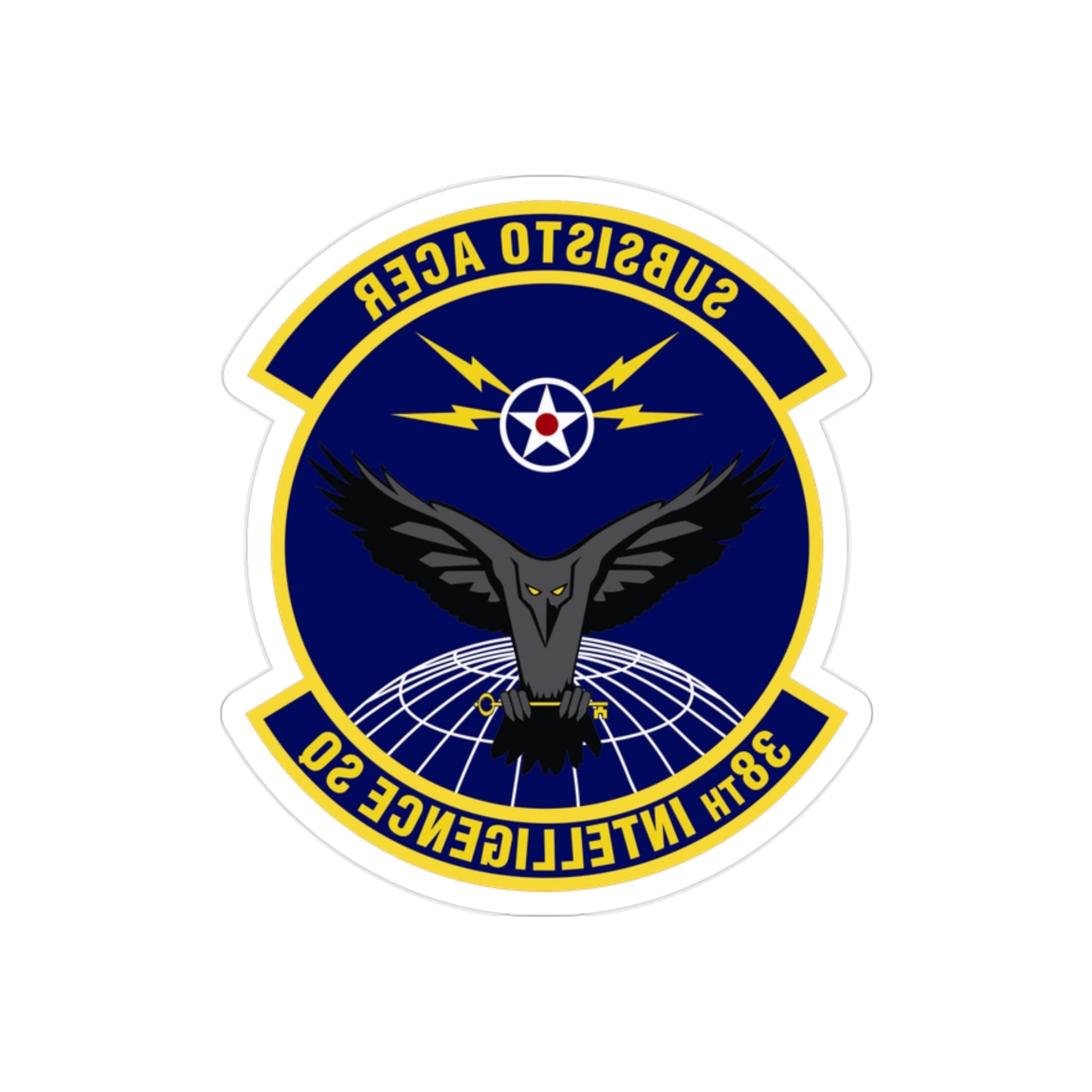 38th Intelligence Squadron (U.S. Air Force) REVERSE PRINT Transparent STICKER-2" × 2"-The Sticker Space