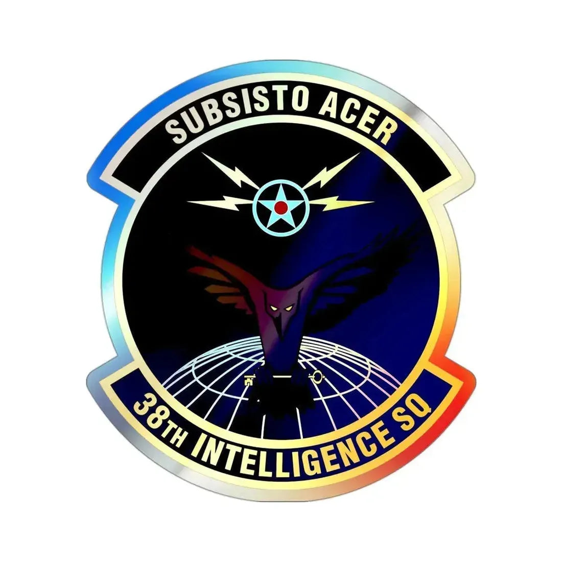 38th Intelligence Squadron (U.S. Air Force) Holographic STICKER Die-Cut Vinyl Decal 3 Inch Holographic - The Sticker Space