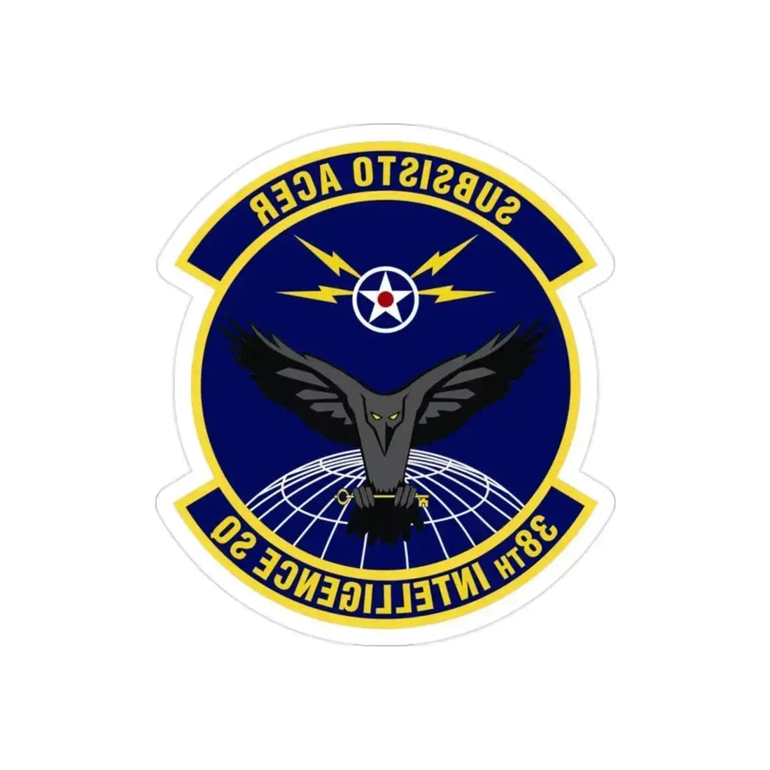 38th Intelligence Squadron (U.S. Air Force) REVERSE PRINT Transparent Die-Cut STICKER 2 Inch Die-Cut Transparent - The Sticker Space