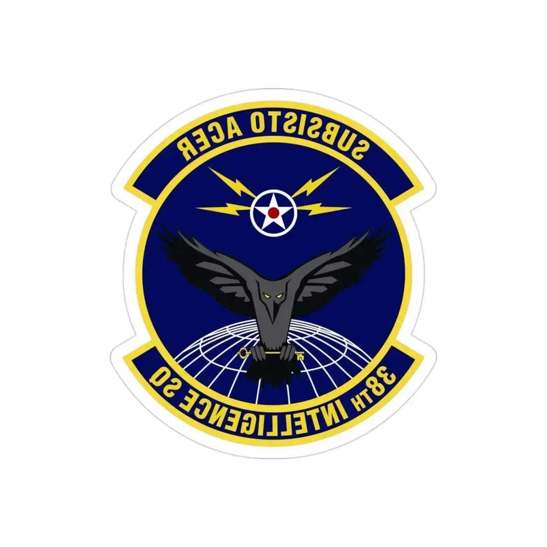 38th Intelligence Squadron (U.S. Air Force) REVERSE PRINT Transparent Die-Cut STICKER 3 Inch Die-Cut Transparent - The Sticker Space