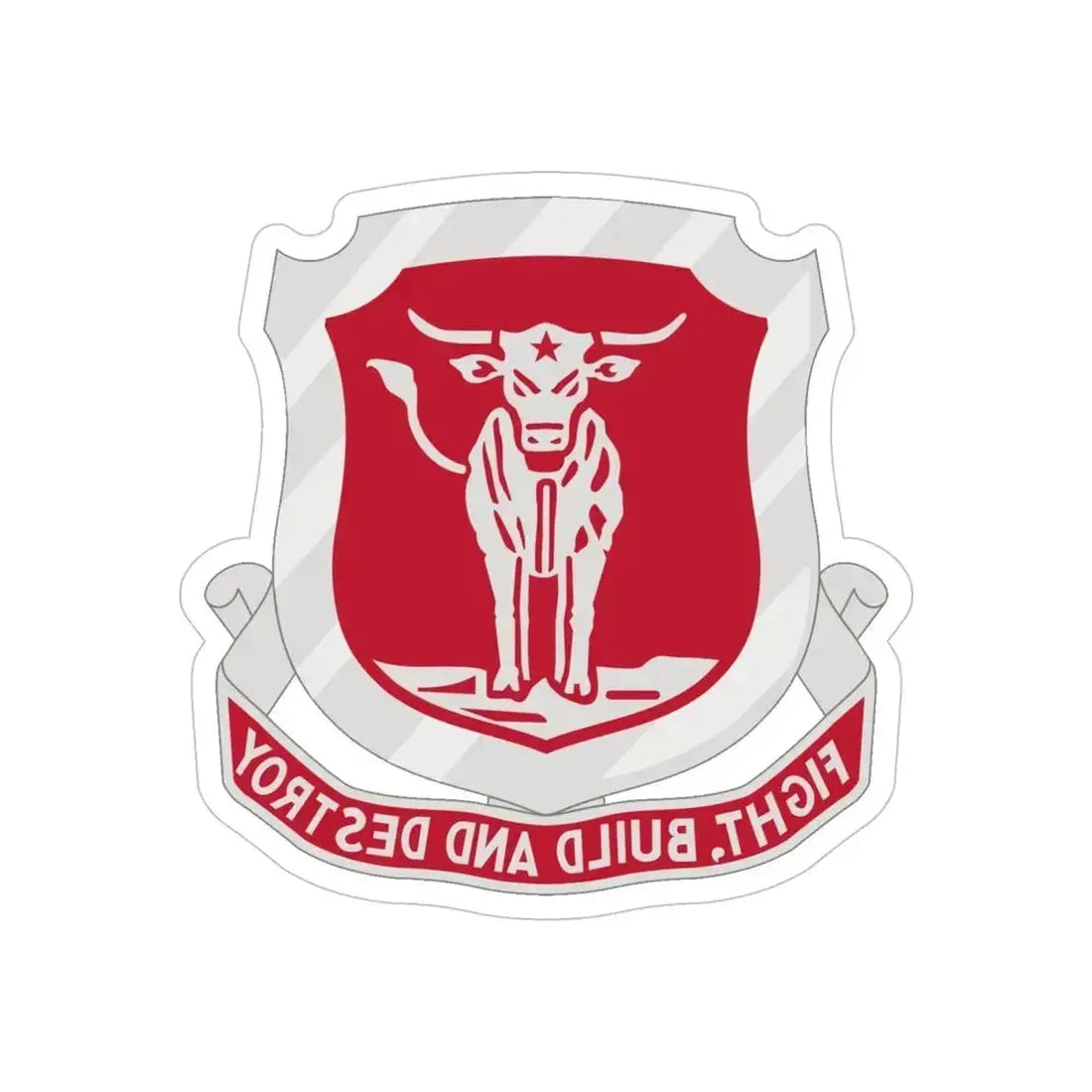 39 Engineer Battalion (U.S. Army) REVERSE PRINT Transparent Die-Cut STICKER 5 Inch Die-Cut Transparent - The Sticker Space