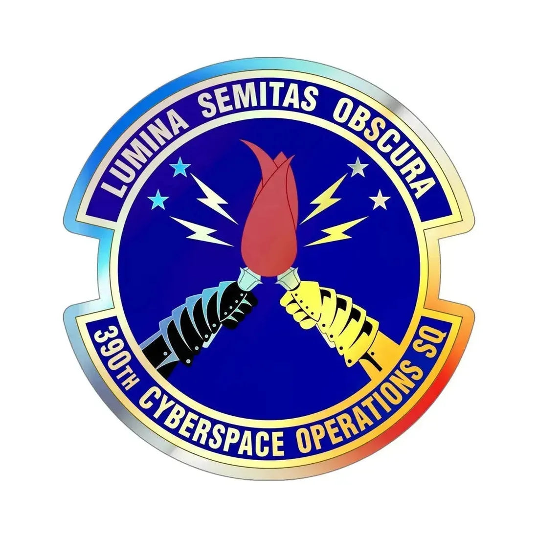 390 Cyberspace Operations Squadron ACC (U.S. Air Force) Holographic STICKER Die-Cut Vinyl Decal 5 Inch Holographic - The Sticker Space
