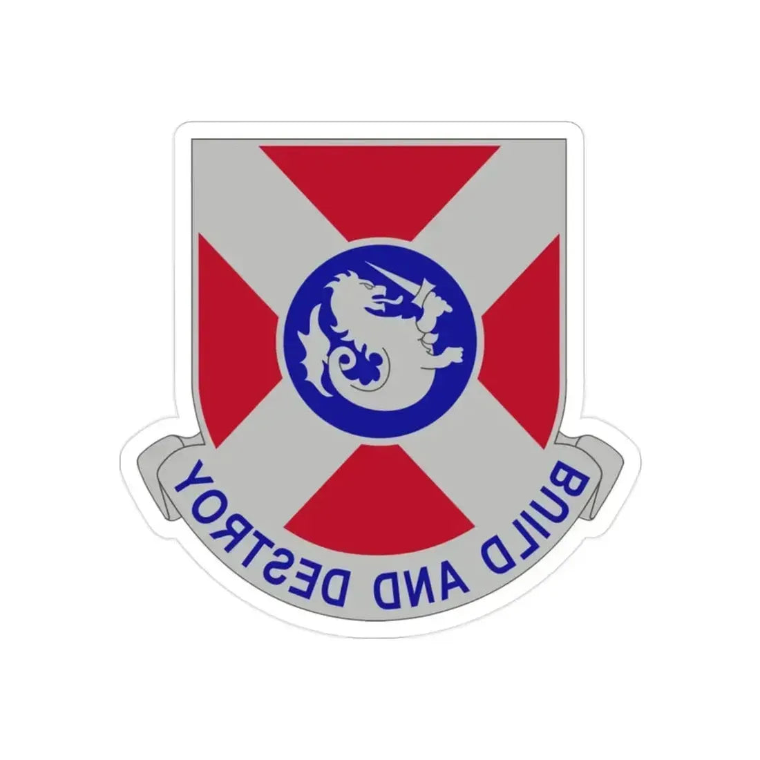 391 Engineer Battalion (U.S. Army) REVERSE PRINT Transparent Die-Cut STICKER 2 Inch Die-Cut Transparent - The Sticker Space