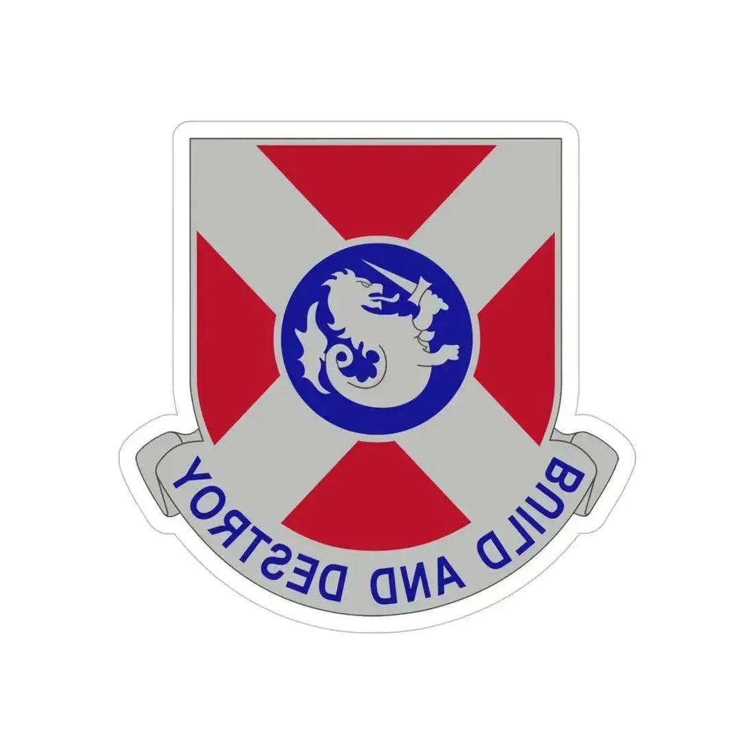 391 Engineer Battalion (U.S. Army) REVERSE PRINT Transparent Die-Cut STICKER 5 Inch Die-Cut Transparent - The Sticker Space