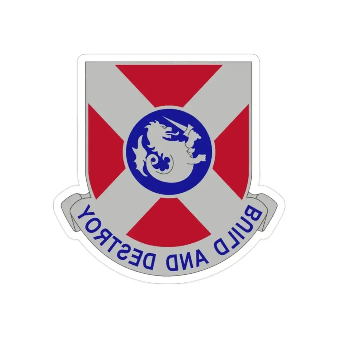 391 Engineer Battalion (U.S. Army) REVERSE PRINT Transparent Die-Cut STICKER - The Sticker Space