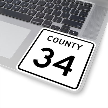 County 34 square (Minnesota) (Road Sign) STICKER Vinyl Kiss-Cut Decal