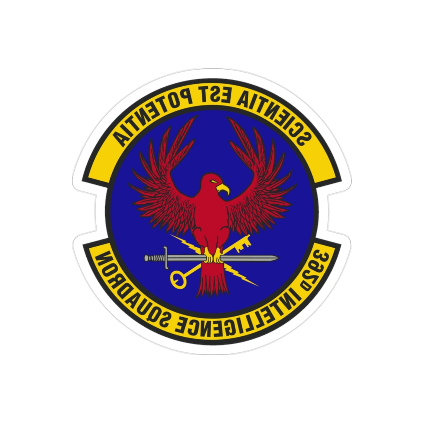 392 Intelligence Squadron ACC (U.S. Air Force) REVERSE PRINT Transparent STICKER-2" × 2"-The Sticker Space