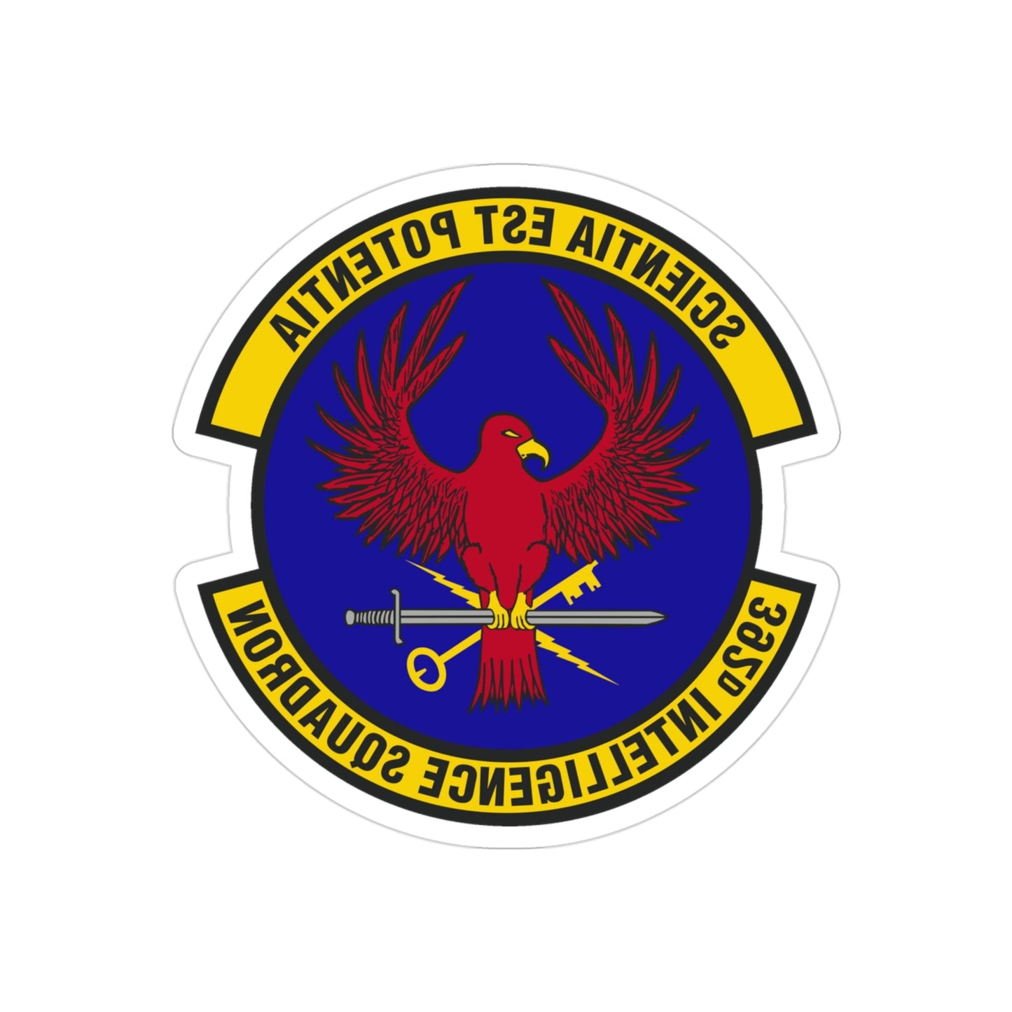 392 Intelligence Squadron ACC (U.S. Air Force) REVERSE PRINT Transparent STICKER-3" × 3"-The Sticker Space